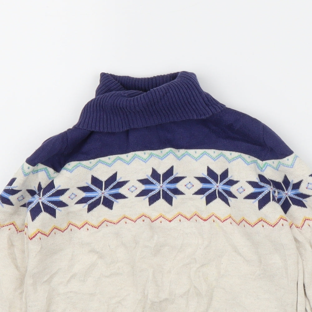 Little Bird Girls Beige Fair Isle  Pullover Jumper Size 4-5 Years