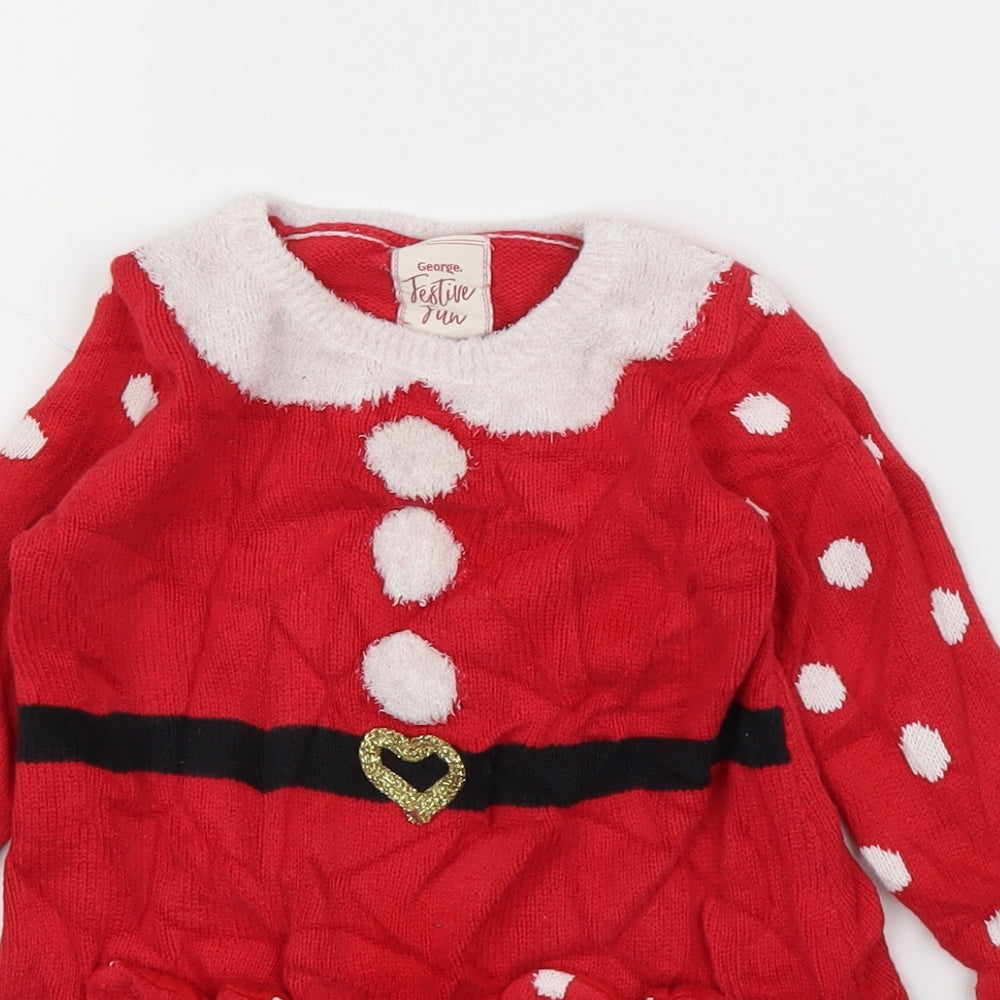 George Girls Red   A-Line  Size 12-18 Months  - Christmas