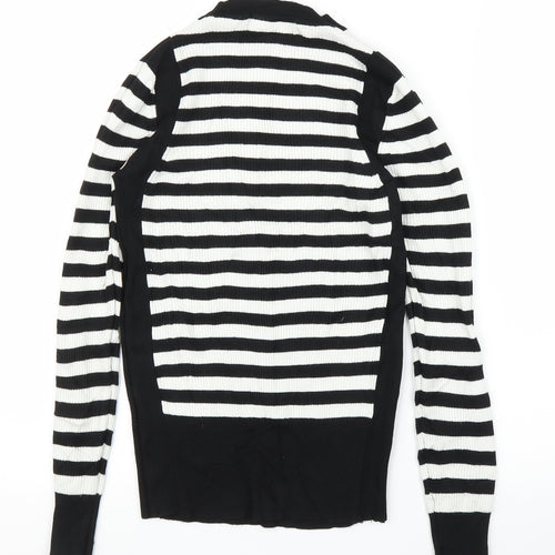 M&S Womens Black Striped  Pullover Jumper Size 10