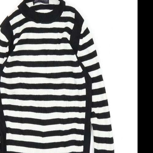 M&S Womens Black Striped  Pullover Jumper Size 10