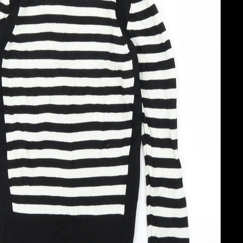M&S Womens Black Striped  Pullover Jumper Size 10