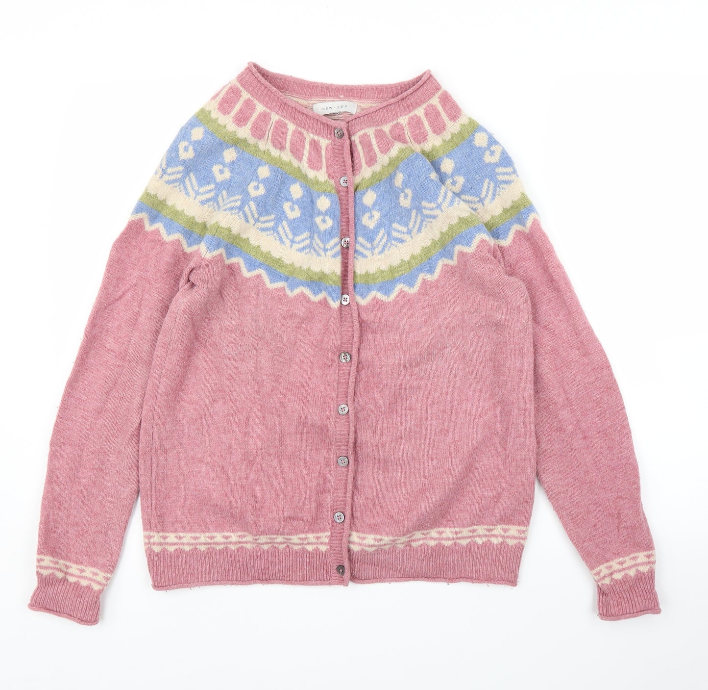 Kew 159 Womens Pink Fair Isle  Cardigan Jumper Size L