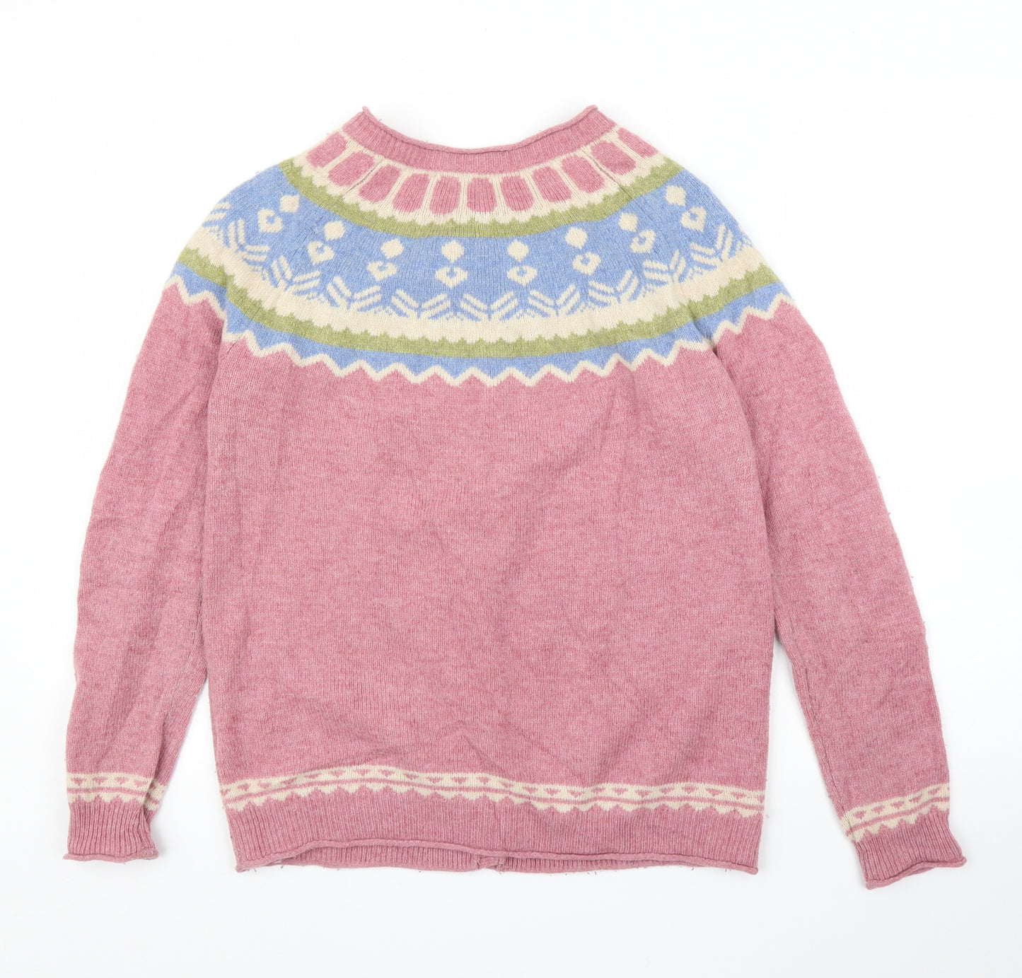 Kew 159 Womens Pink Fair Isle  Cardigan Jumper Size L