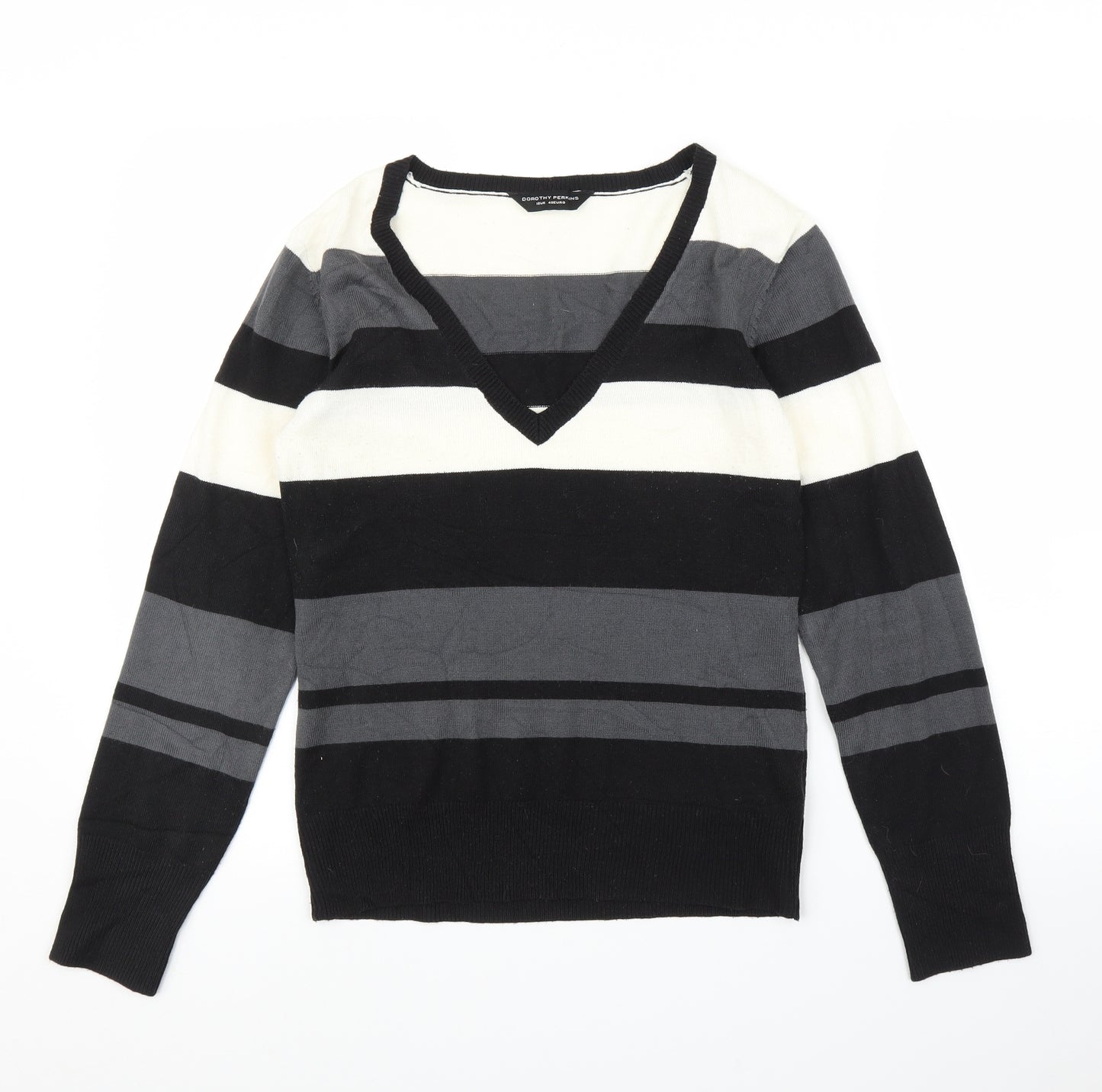 Dorothy Perkins Womens Grey Striped  Pullover Jumper Size 12