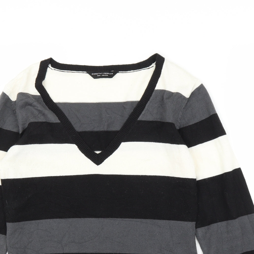 Dorothy Perkins Womens Grey Striped  Pullover Jumper Size 12