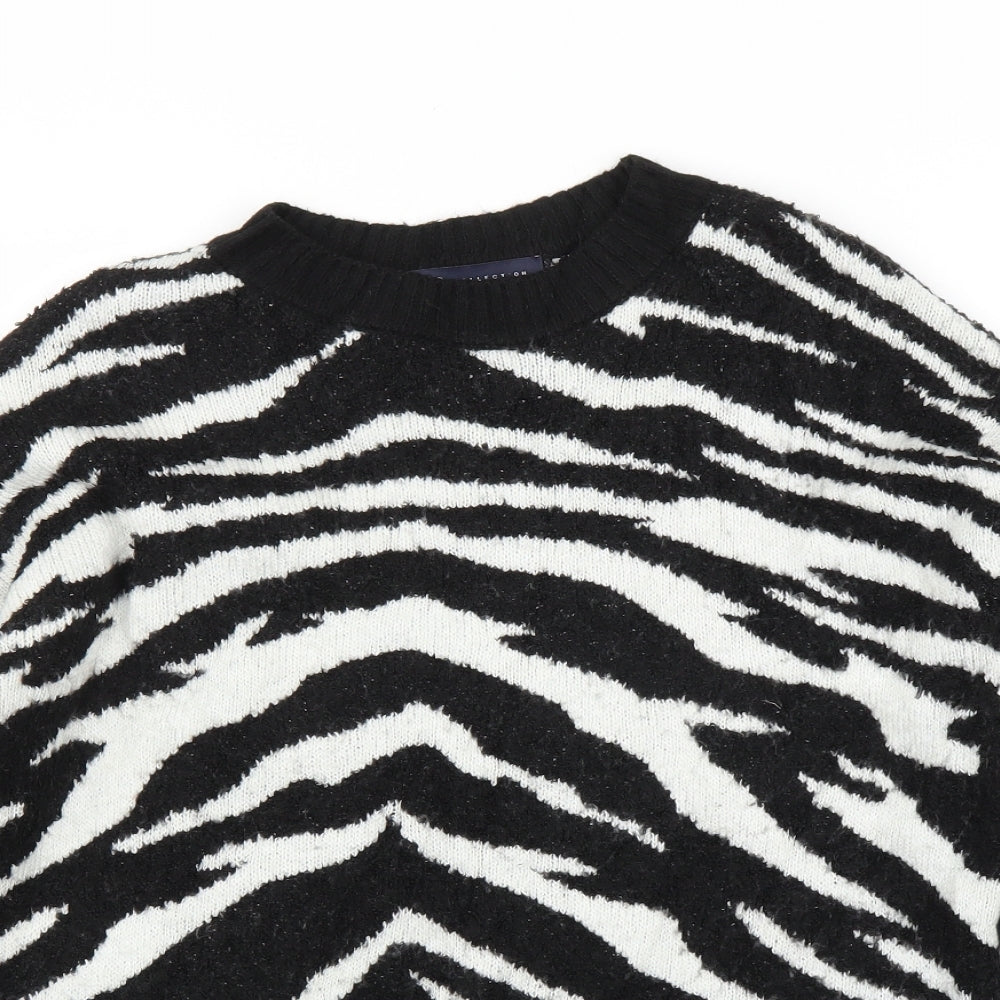 M&S Womens Black Animal Print  Pullover Jumper Size S  - Zebra print