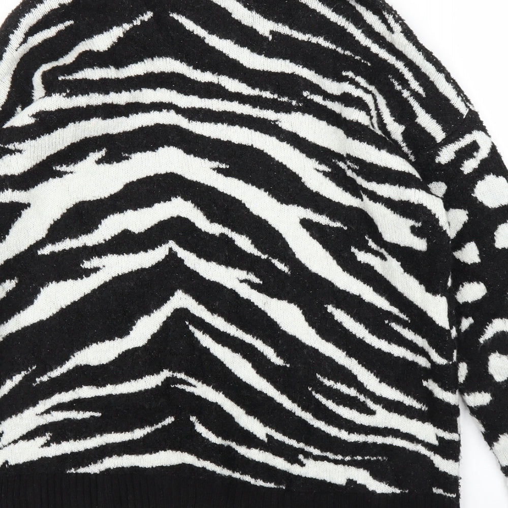 M&S Womens Black Animal Print  Pullover Jumper Size S  - Zebra print