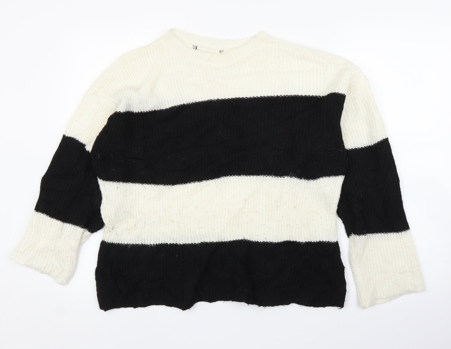 Preworn Womens White Striped  Pullover Jumper Size L