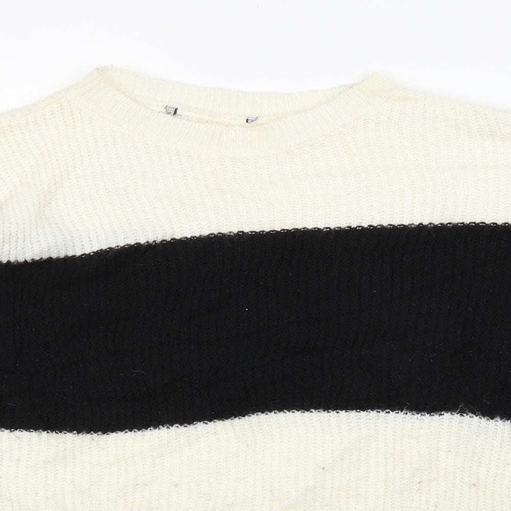 Preworn Womens White Striped  Pullover Jumper Size L