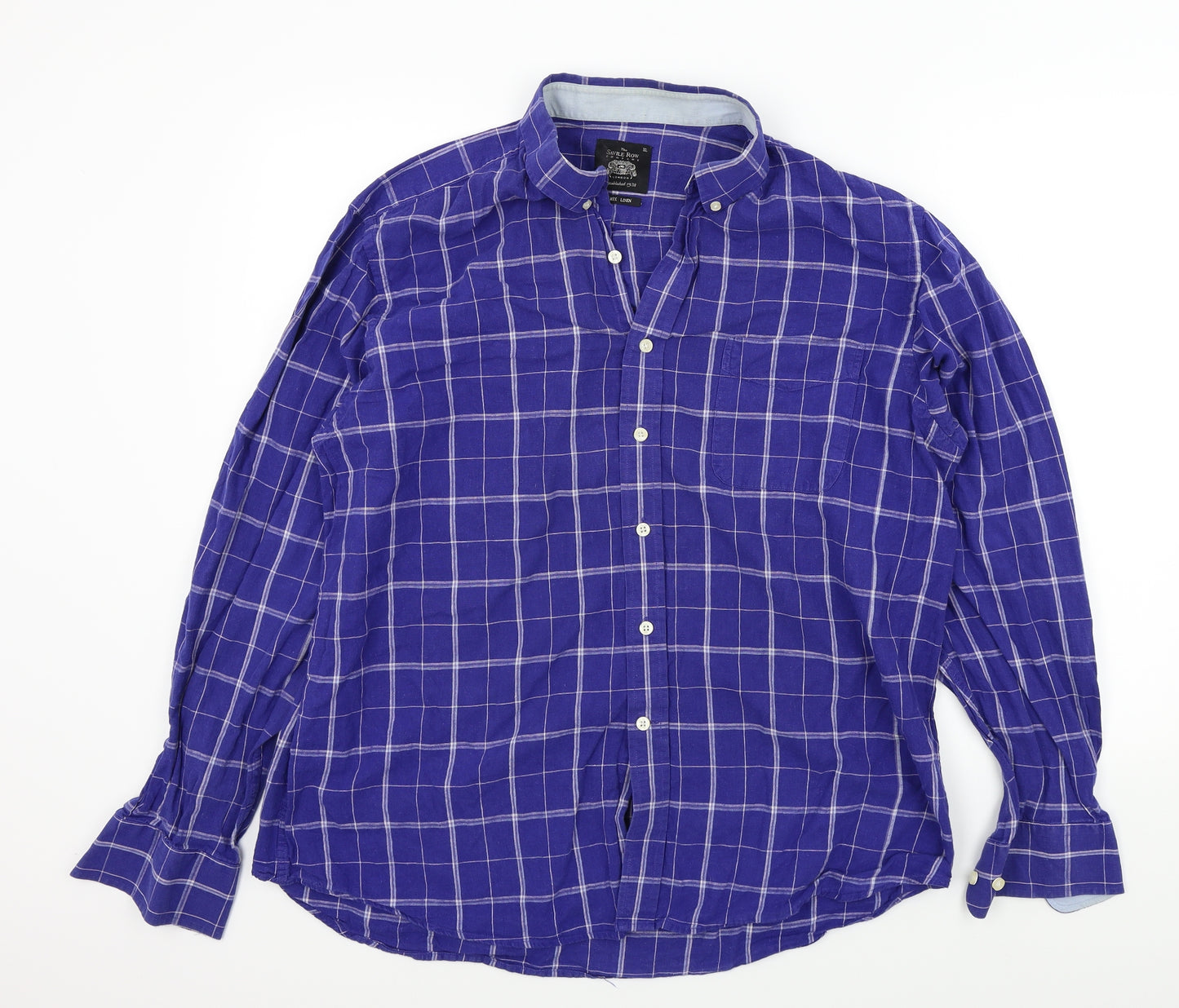 the savile row Mens Blue Check   Button-Up Size XL
