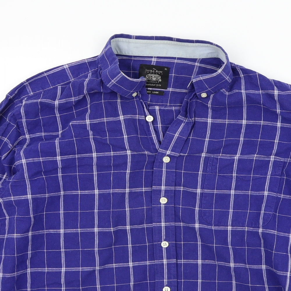 the savile row Mens Blue Check   Button-Up Size XL