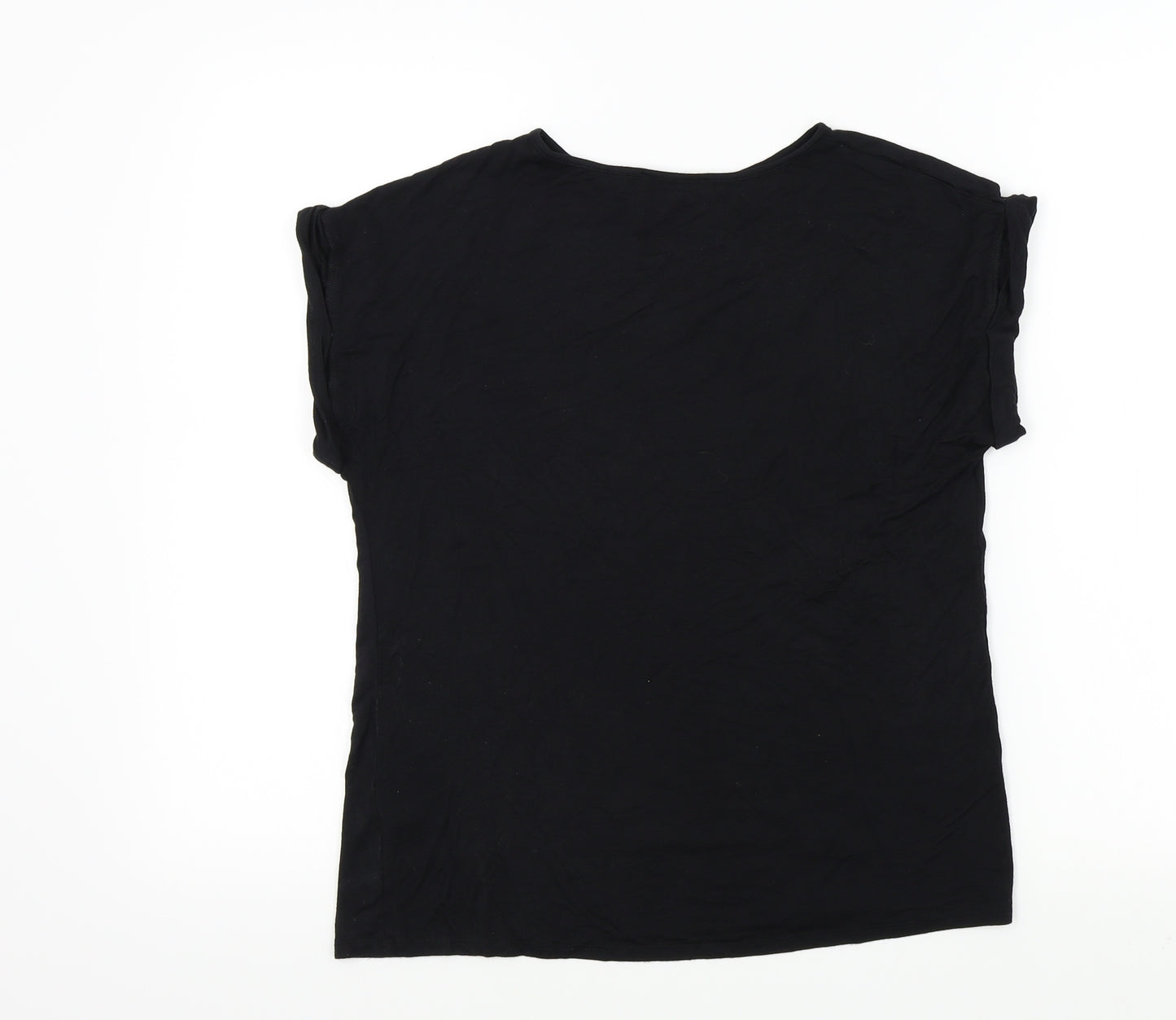 Mint Velvet Womens Black Colourblock  Basic T-Shirt Size S  - star detail