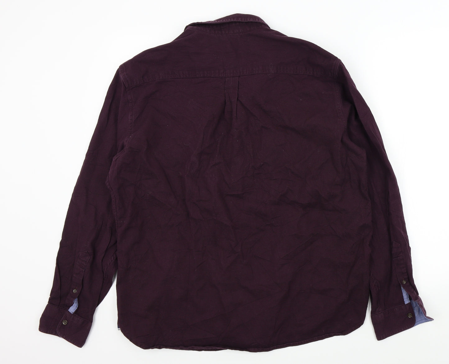 M&S Mens Purple Colourblock   Button-Up Size XL