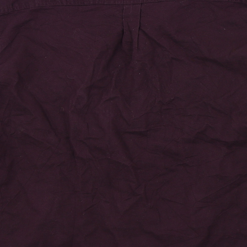 M&S Mens Purple Colourblock   Button-Up Size XL