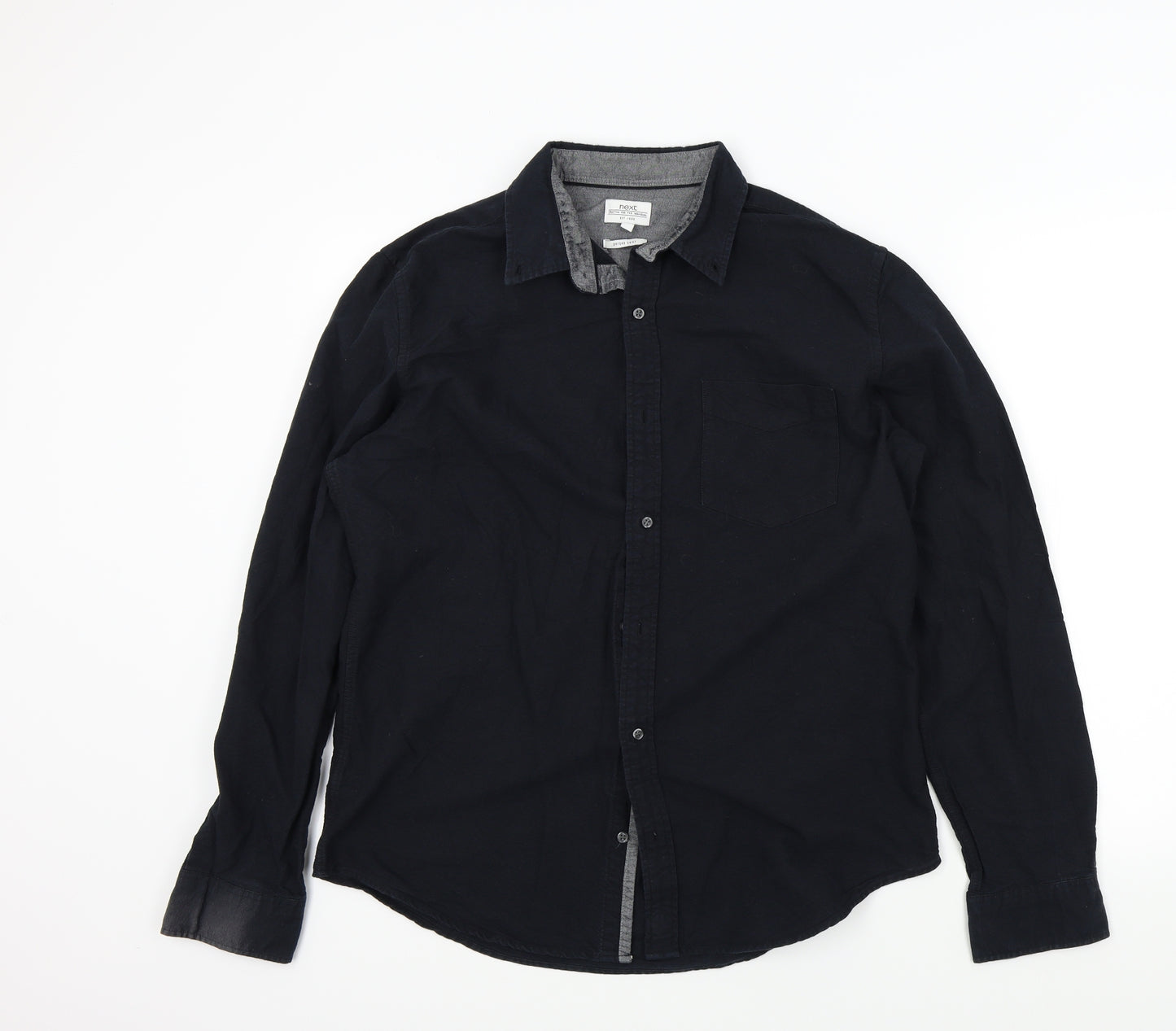 NEXT Mens Black Colourblock   Button-Up Size L