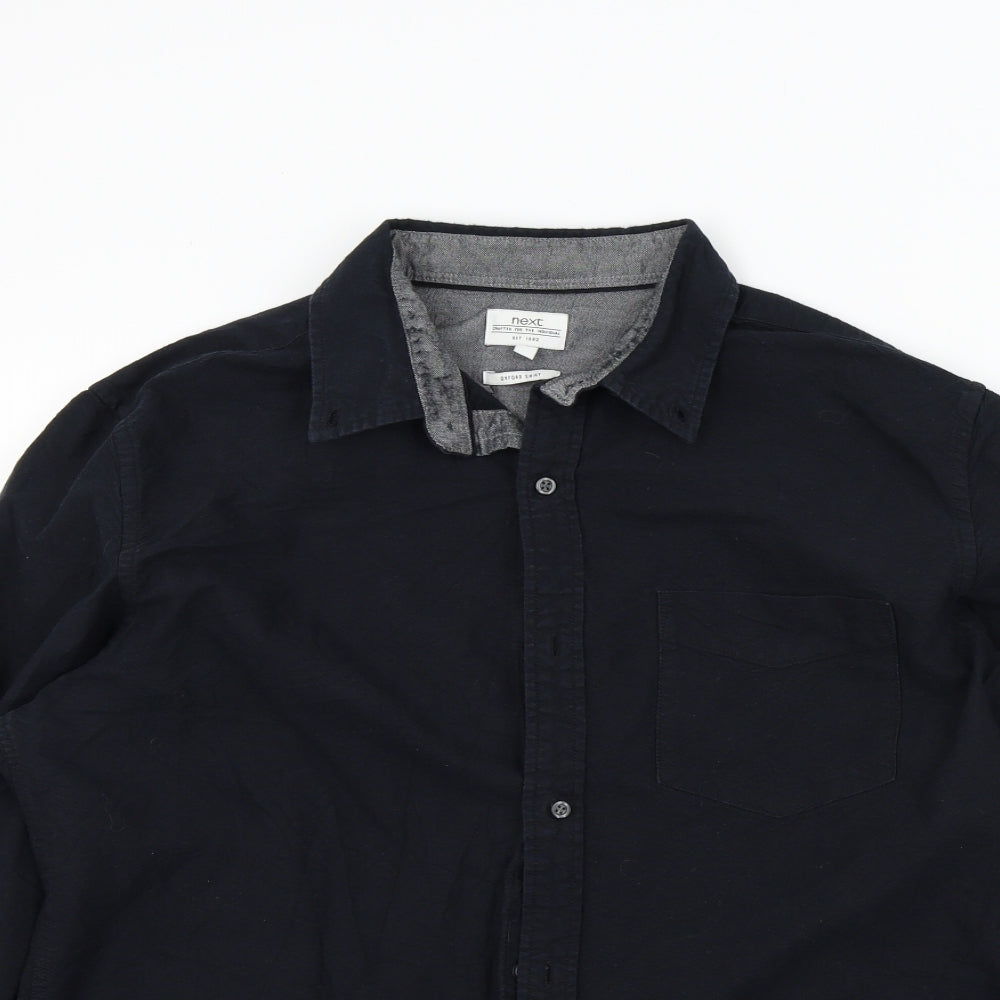 NEXT Mens Black Colourblock   Button-Up Size L