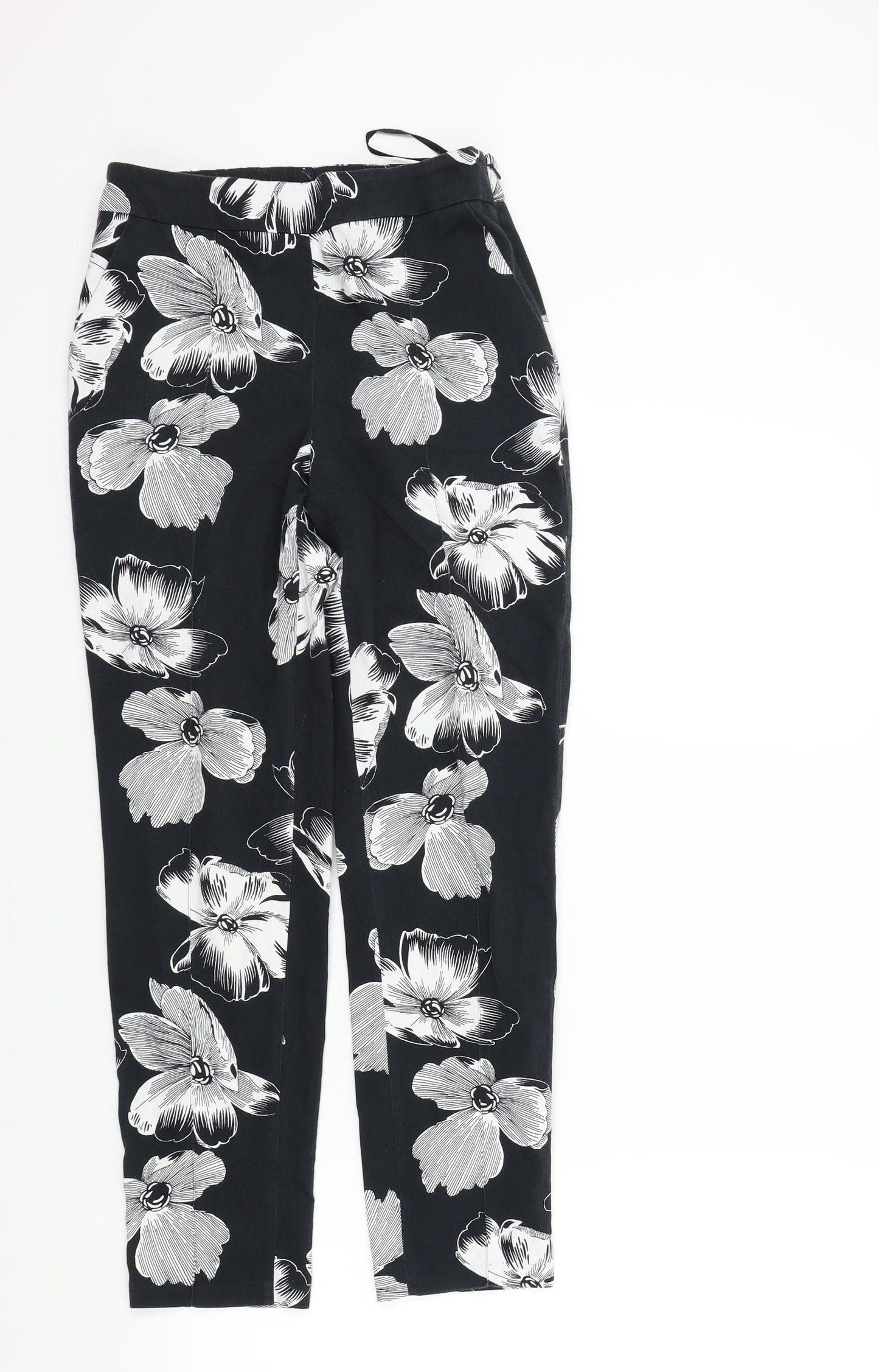 F&F Womens Black Floral  Trousers  Size 6 L26 in