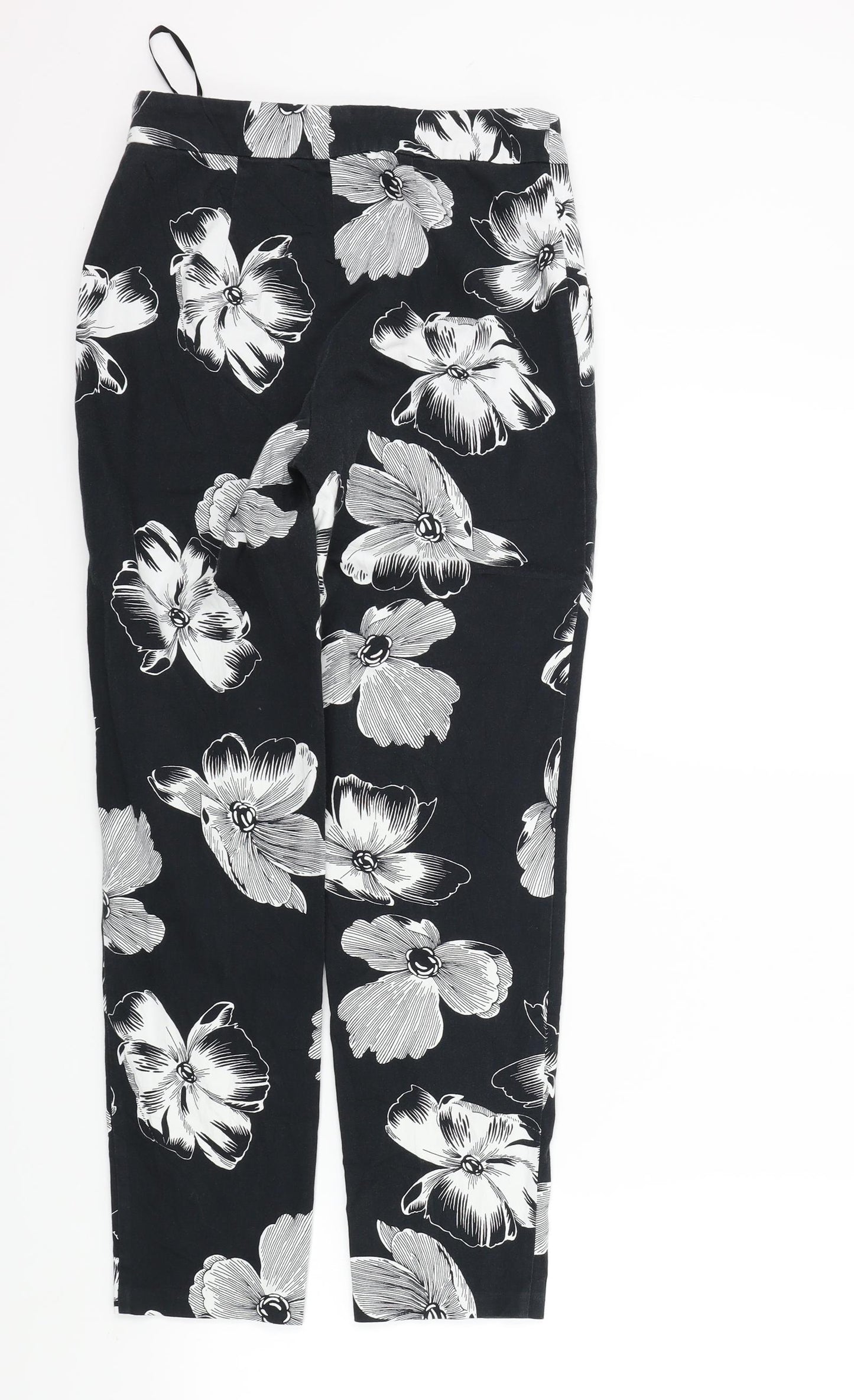 F&F Womens Black Floral  Trousers  Size 6 L26 in