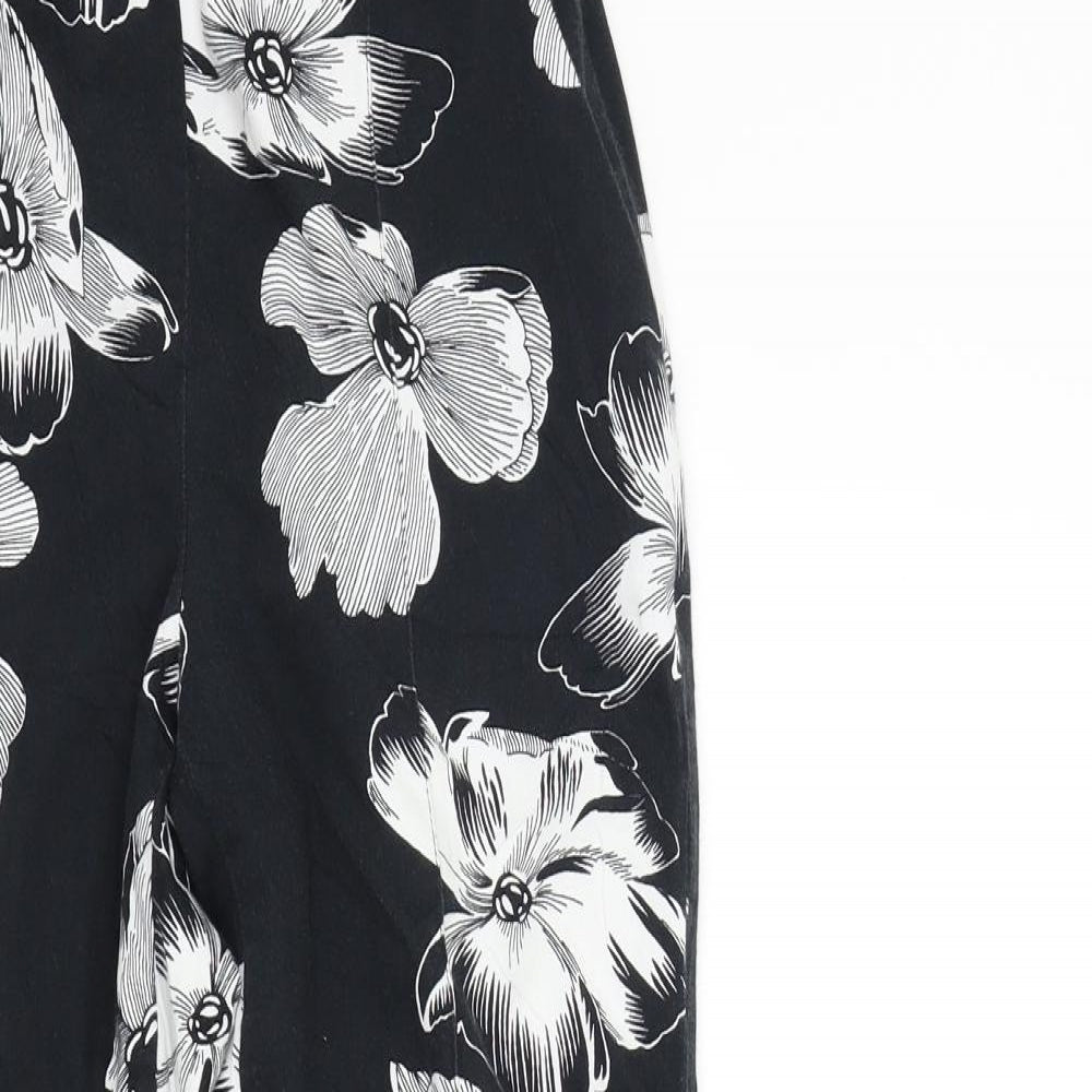 F&F Womens Black Floral  Trousers  Size 6 L26 in