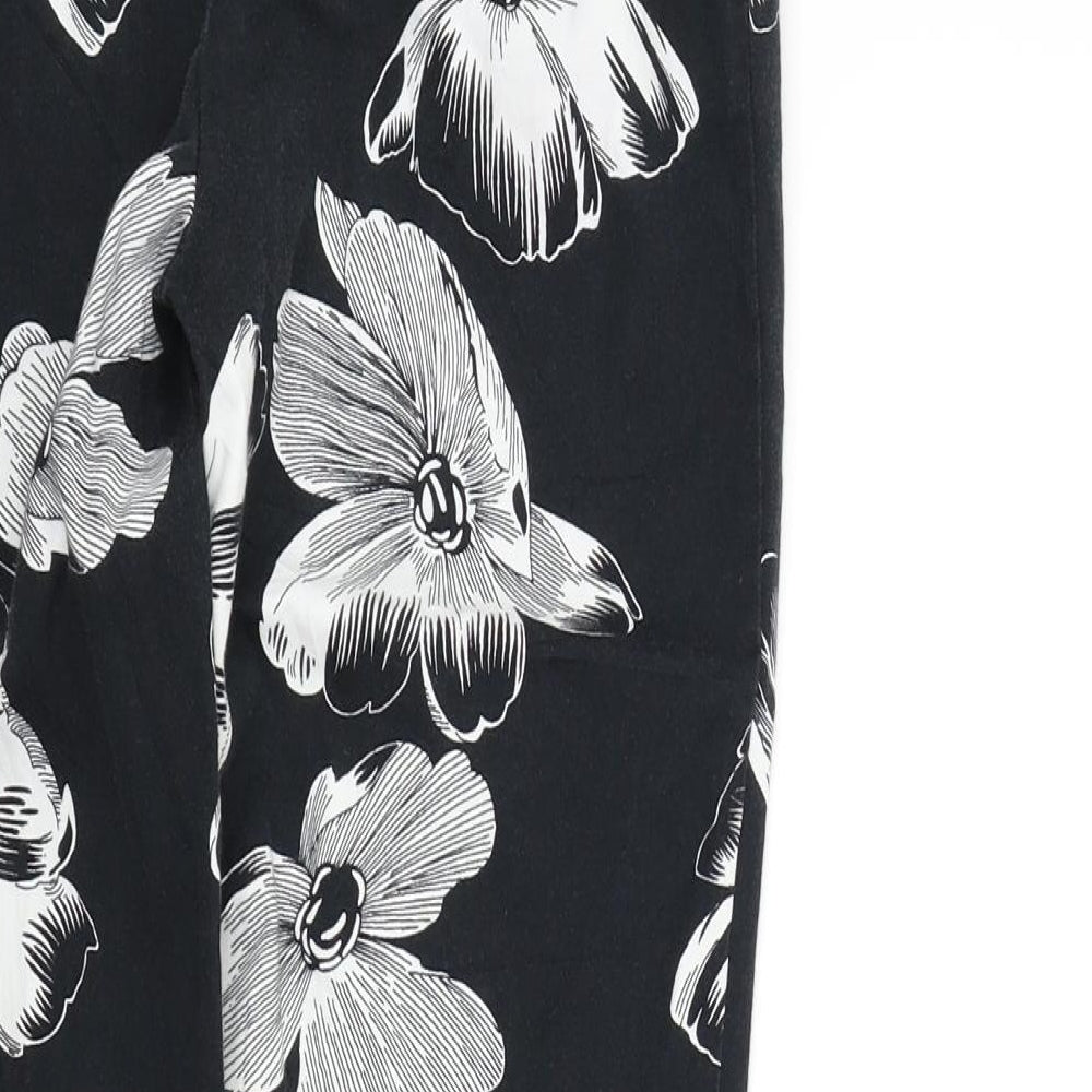 F&F Womens Black Floral  Trousers  Size 6 L26 in
