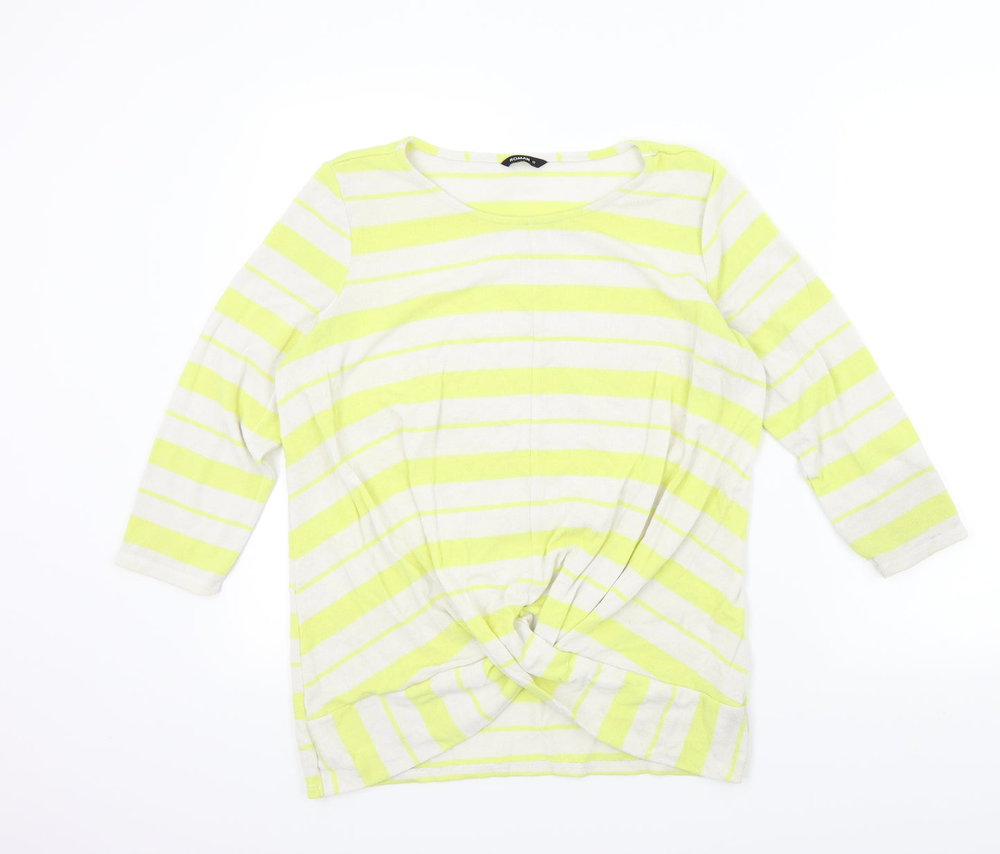 Roman Womens Yellow Striped  Pullover Jumper Size 12