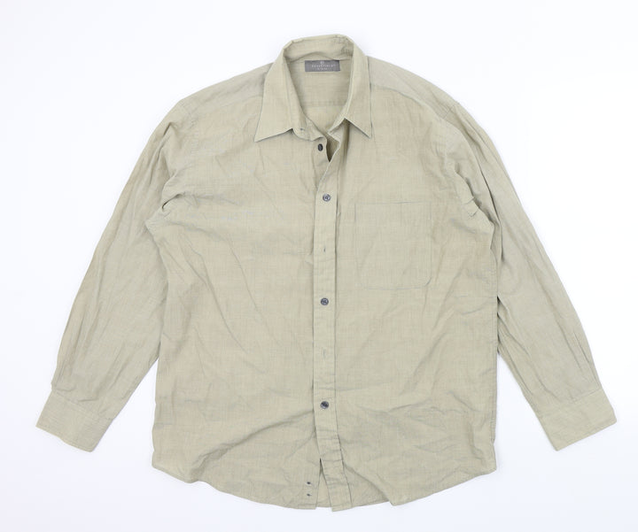 Essentials Mens Beige Button-Up Size 16