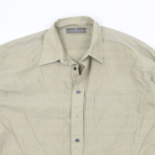 Essentials Mens Beige    Button-Up Size 16