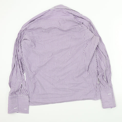 Peter England Mens Purple Striped   Button-Up Size 16