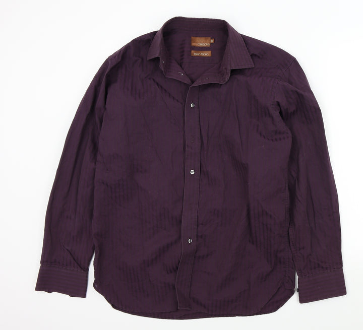 M&S Mens Purple Striped Button-Up Size 15.5