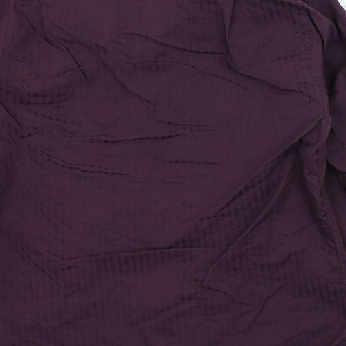 M&S Mens Purple Striped   Button-Up Size 15.5