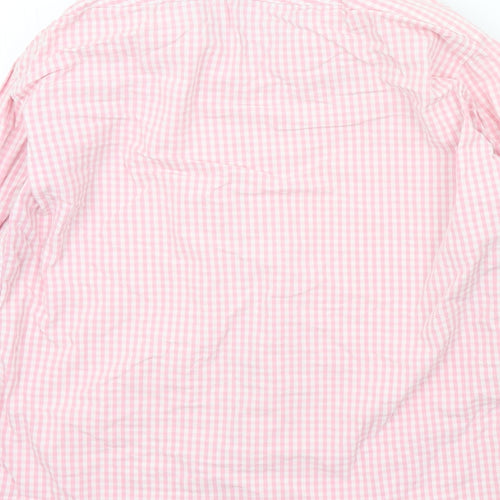 t.m jewin Mens Pink Geometric   Button-Up Size 16