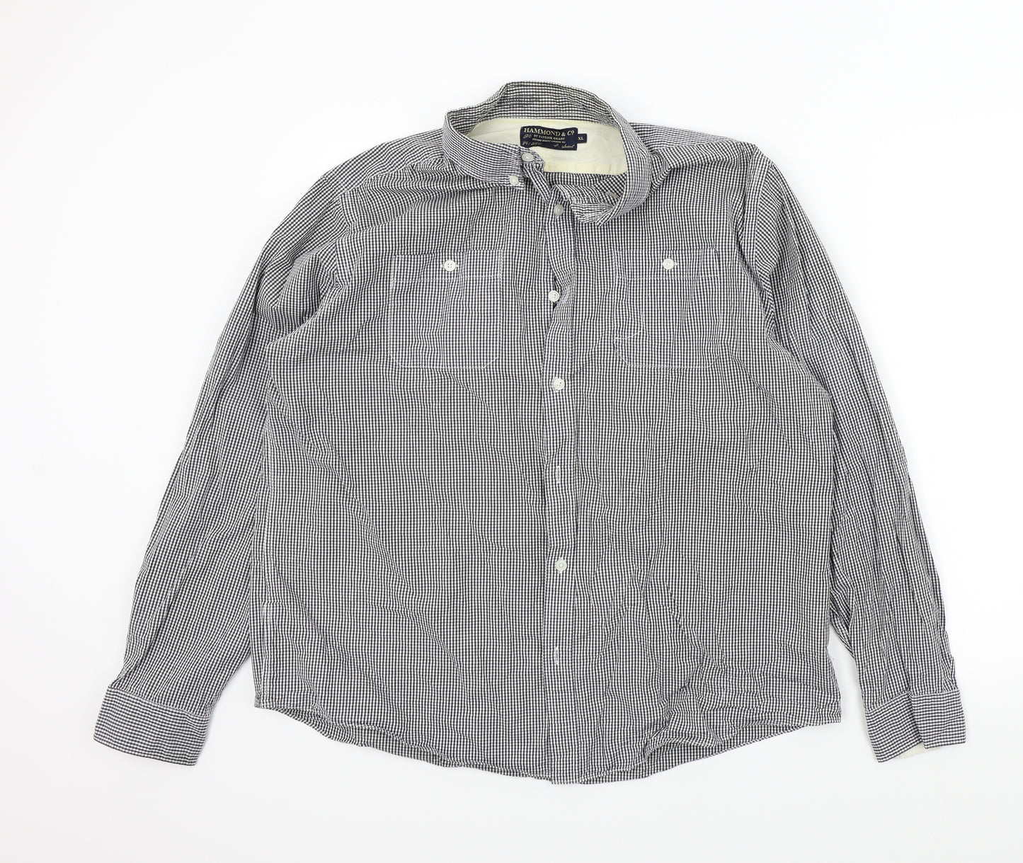 hammond&co Mens Black Check   Button-Up Size XL