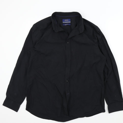 BURTONS Mens Black Colourblock   Button-Up Size 16.5