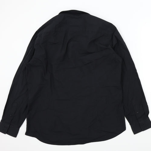 BURTONS Mens Black Colourblock   Button-Up Size 16.5