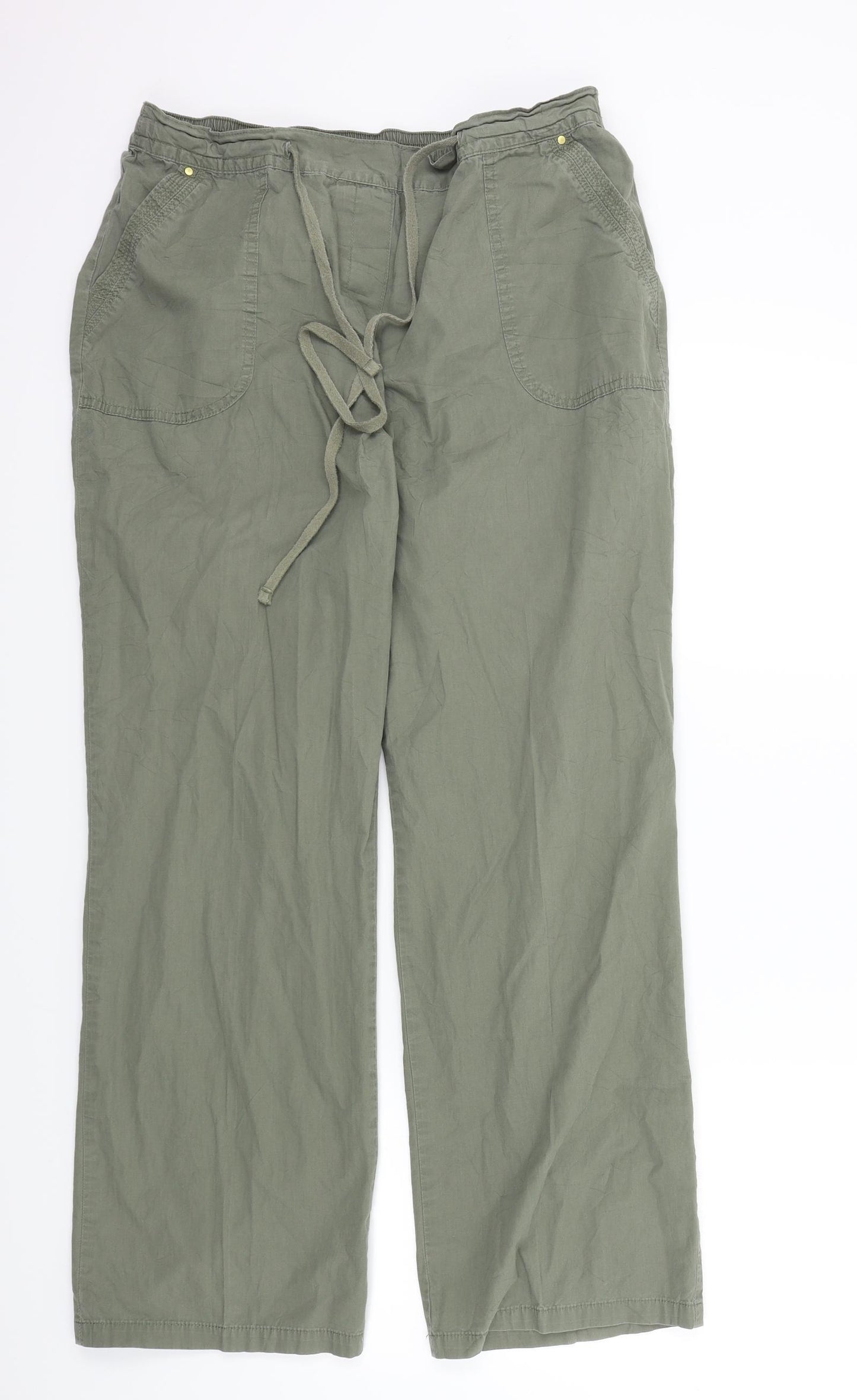 M&S Womens Green   Trousers  Size 16 L28 in