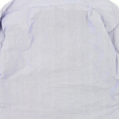 M&S Mens Blue Striped   Button-Up Size 15