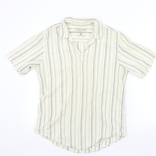 Cherokee Mens Brown Striped   Button-Up Size M