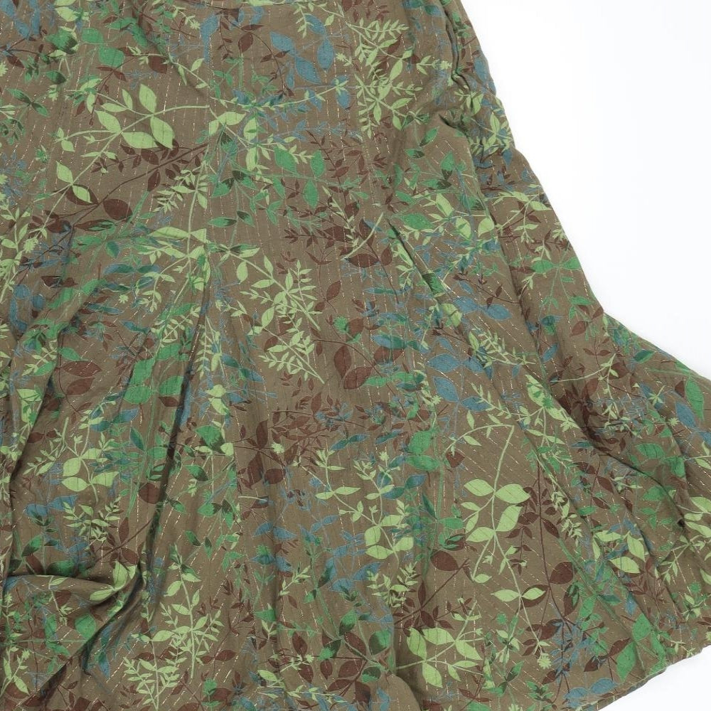 Monsoon Womens Green Floral  Flare Skirt Size 10