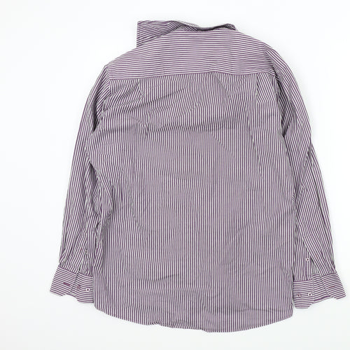 Perry Ellis Mens Purple Striped   Button-Up Size 15.5