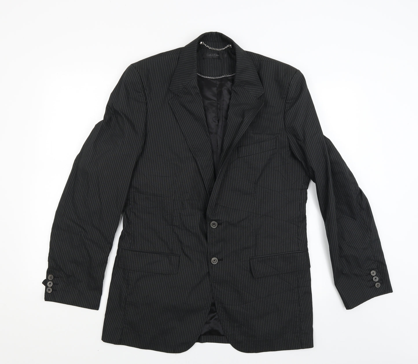 Calvin Klein Mens Black Striped  Jacket Blazer Size 38