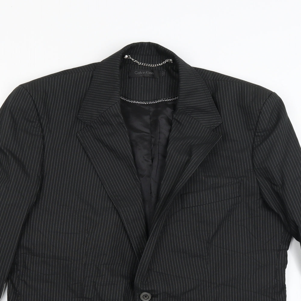 Calvin Klein Mens Black Striped  Jacket Blazer Size 38