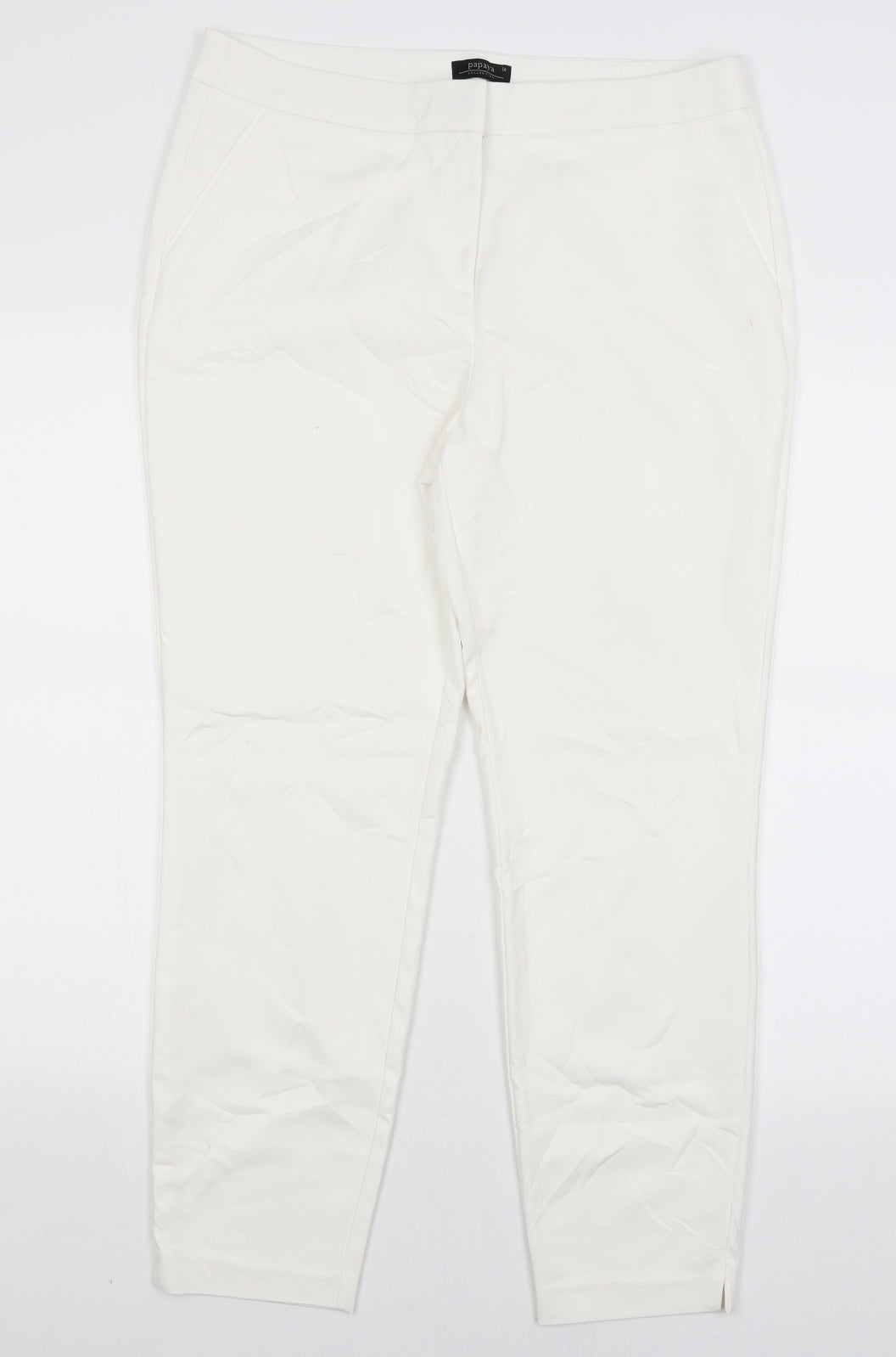 Papaya Womens White   Trousers  Size 14 L25 in