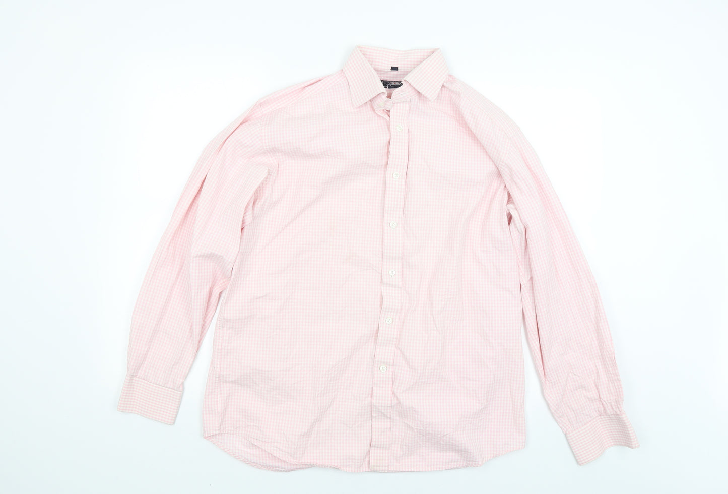 Oxford cambridge Mens Pink Check   Dress Shirt Size 15.5