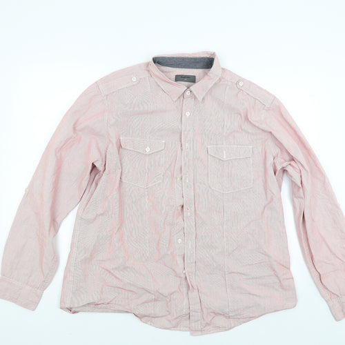 Burton Mens Red Striped   Button-Up Size 2XL