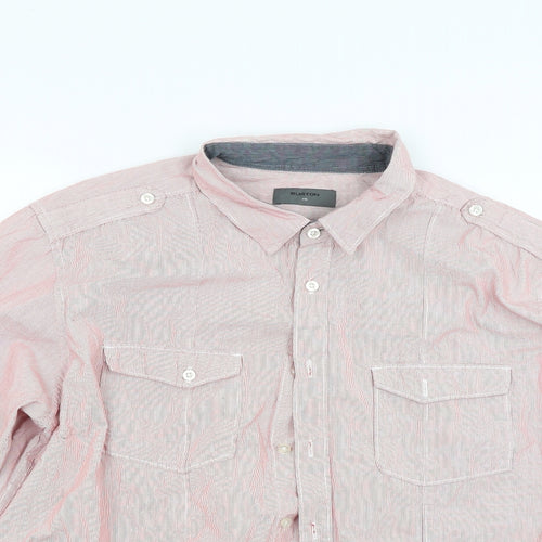Burton Mens Red Striped   Button-Up Size 2XL