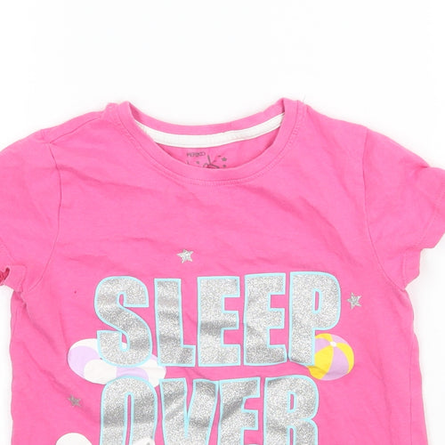 Pep & co Girls Pink   Basic T-Shirt Size 6-7 Years  - Sleep Over