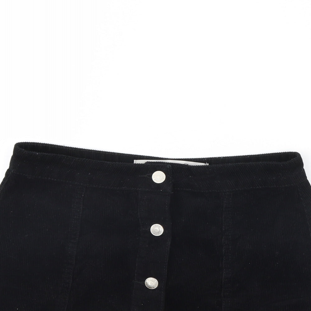 Denim & Co. Womens Black  Corduroy Mini Skirt Size 10