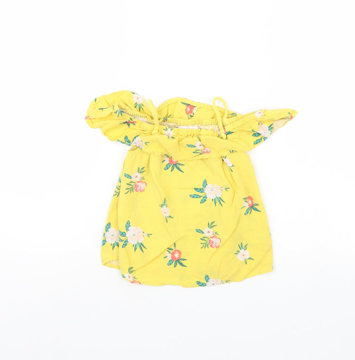 Old Navy Girls Yellow Floral Basic Blouse Size 4 Years