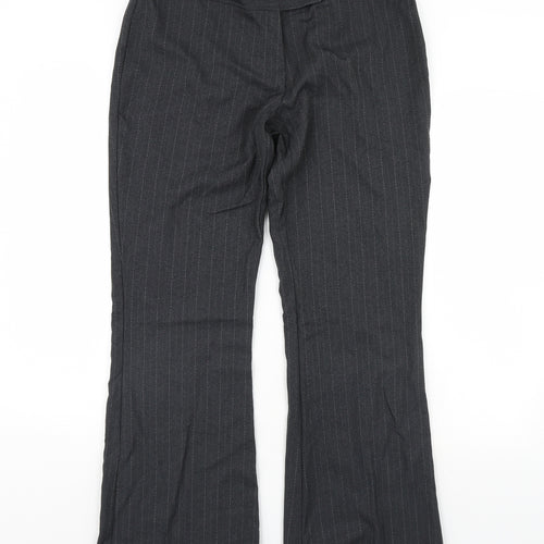 F&F Womens Grey Striped  Dress Pants Trousers Size 14 L30 in
