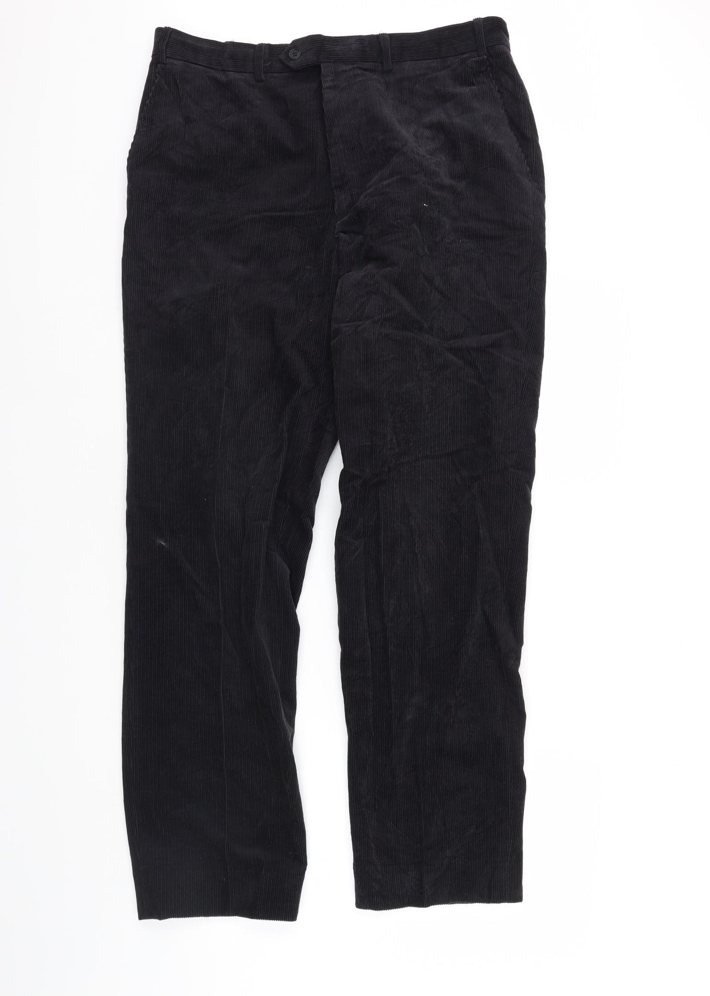 m&s Mens Black  Corduroy Trousers  Size 36 L30 in